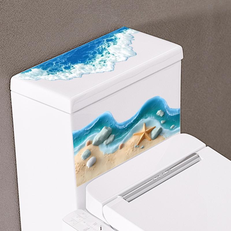 3D Океан Пляж Морская звезда Ракушка Самоклеящаяся наклейка на бачок унитаза Водонепроницаемая наклейка для ванной комнаты