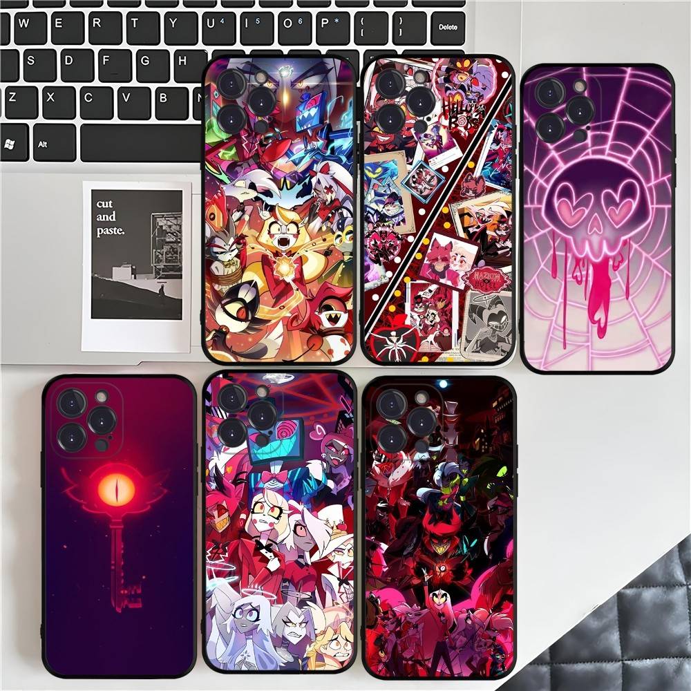 Чехол для телефона H-Hazbin H-Hotel для iPhone 17 16 15 14 13 12 11 Pro Max Plus Черный корпус