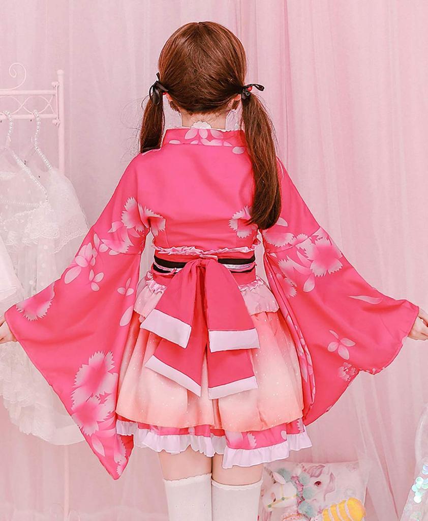 Юката мини-юбка в японском стиле милый костюм для косплея на Хэллоуин летний фестиваль куртизанка [milky time] (розовый)