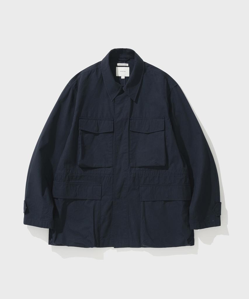 Shirter Cotton Silk Nep Utility Jacket (Navy)