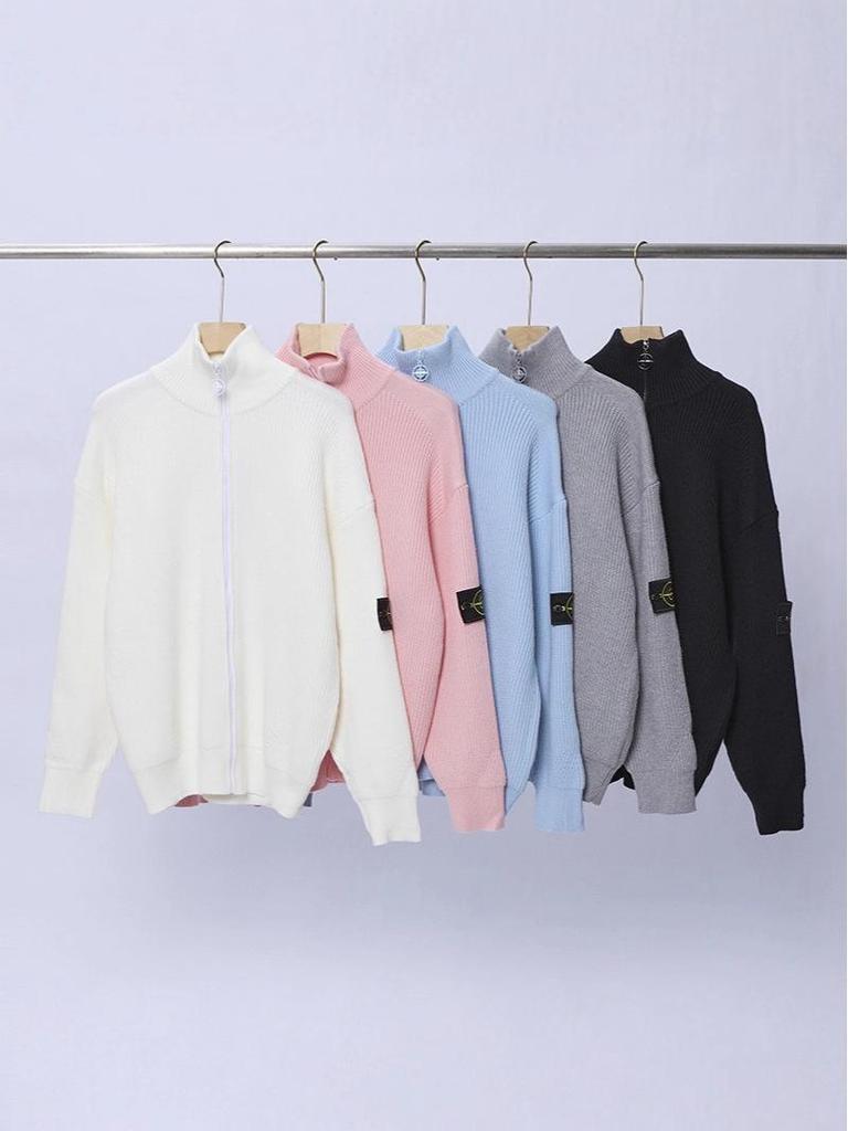 Men's Solid Color Zip-Up Long Sleeve Knitted Cardigan - Autumn/Winter