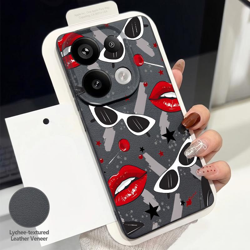 Крутой чехол с принтом губ для Xiaomi 13T Pro Redmi Note 15 Pro 4G Redmi Note 14 13 Pro+ 5G Силиконовый чехол с текстурой кожи