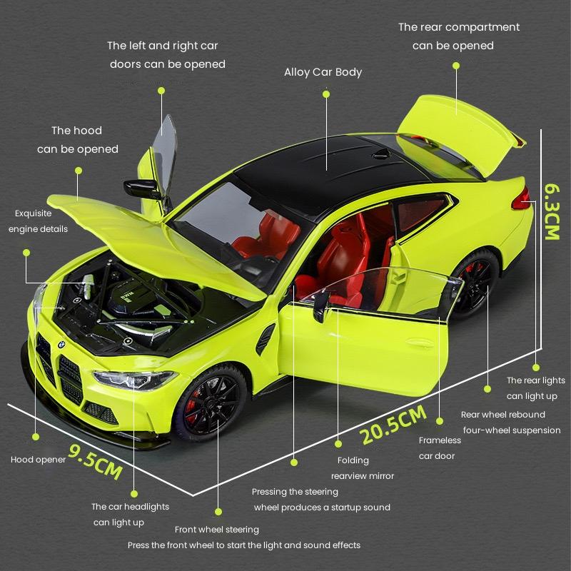 Новый 1:24 BMW THE M4 IM литой миниатюрный автомобиль из металла масштабная модель автомобиля звук свет имитация коллекция детский игрушечный автомобиль подарок