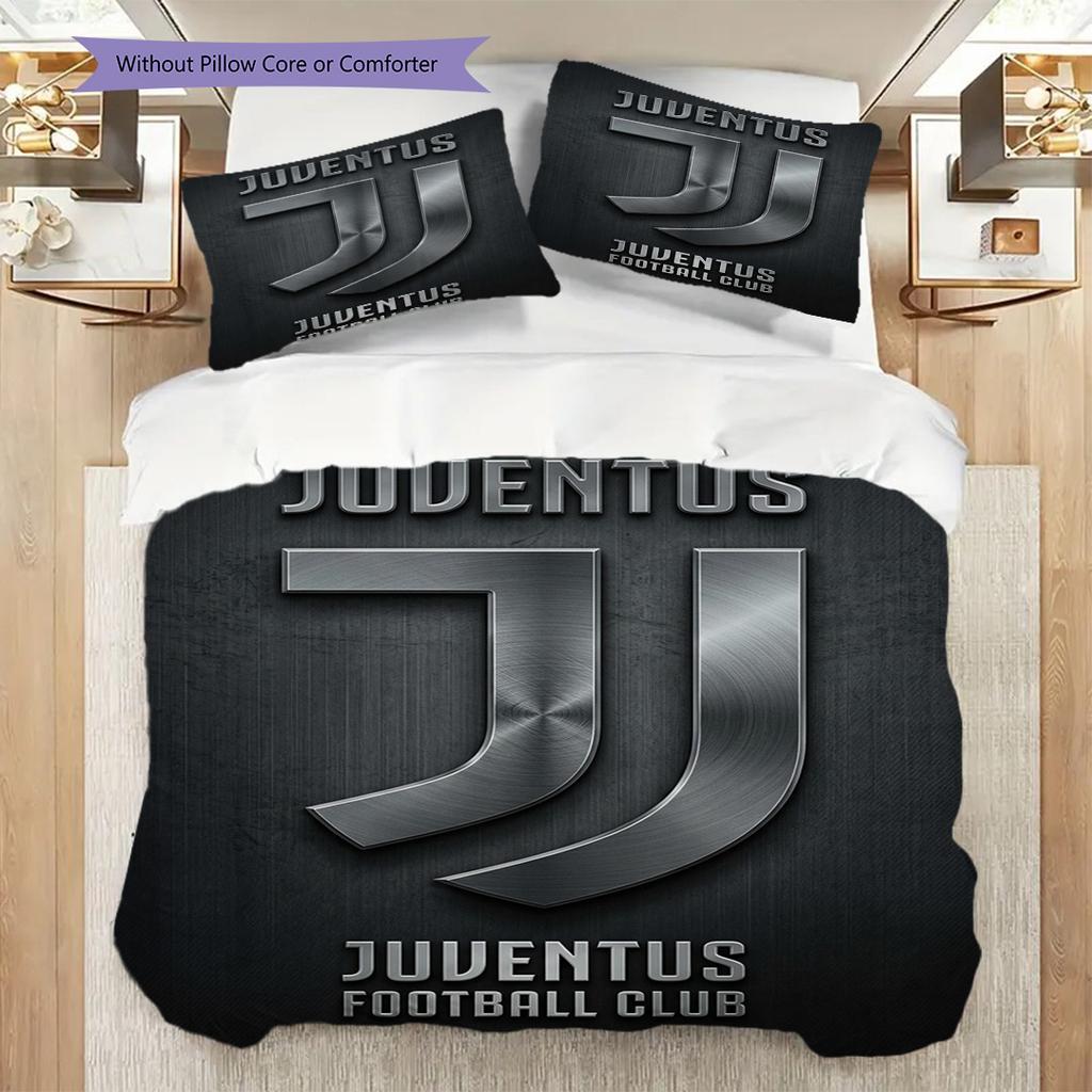 Juventus Shield Design Three-piece set (1 * duvet cover + 2 * pillowcase, without core) Christmas birthday gift Duvet cover and pillowcase