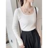 Fashion Women's Solid Square Collar Sweater Autumn Winter Long-sleeved Inner Top Slim Bottoming Knitted Sweaters Casual Pullover