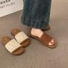 Fashion New Ladies Lace Linen Slippers Women's Sexy Grass Woven Slides Outdoor Light Comfortable Sweet Mesh Handmade Shoes Home Sandals