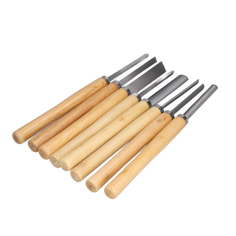 8PCS HSS Steel Wood Carving Tools Groove Parting Lathe Chisel Set Wood Turning Chisels For Hardwood