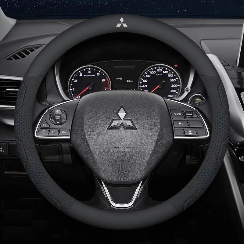 Car Suede Carbon fiber Leather Steering Wheel Cover For Mitsubishi Outlander Pajero Asx Lancer EX Evolution L200 Triton RALLIART