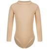 Nude Kids Girls Fleece Long Sleeve Leotard Solid Color Bodysuit Gymnastics Ballet Dance Training Costume