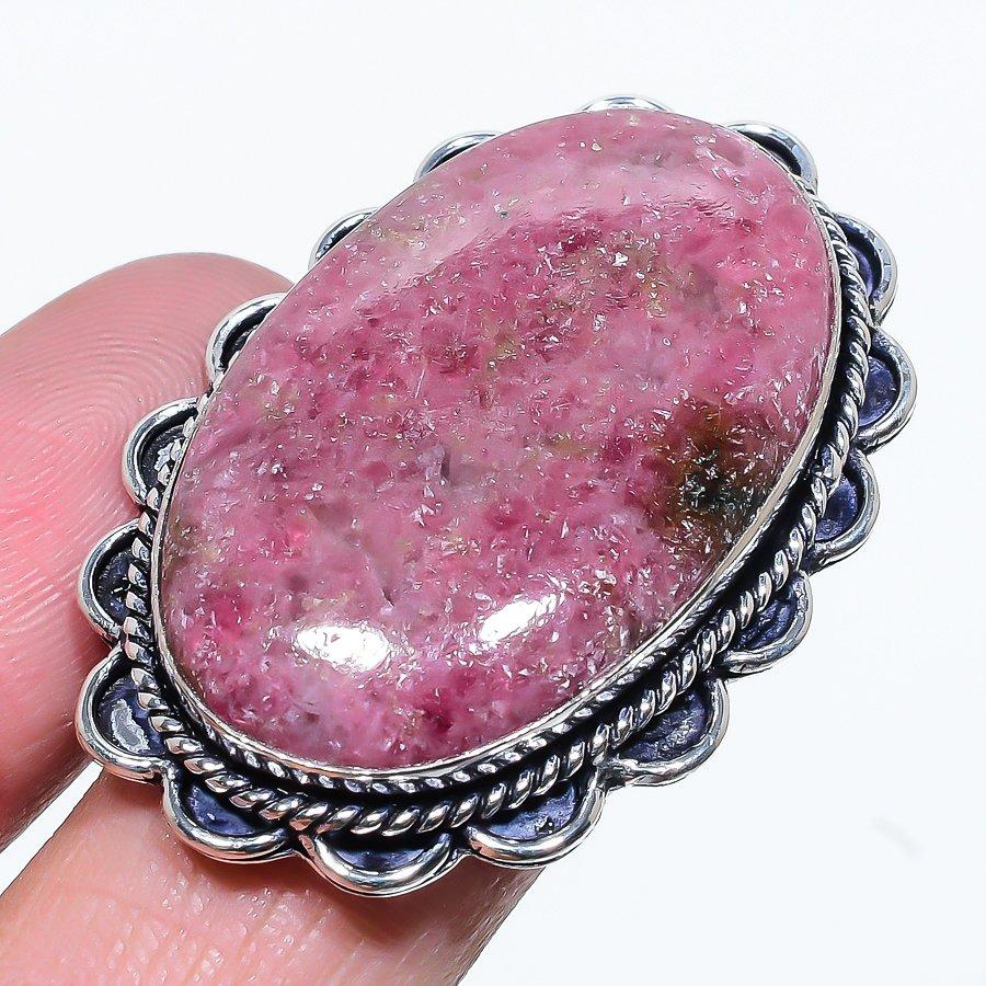 Rhodonite Gemstone 925 Sterling Silver Gift Jewelry Ring Size 8