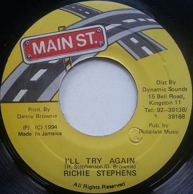 Пластинка 7 дюймов RICHIE STEPHENS - I'll Try Again NONE Main St. 1994 Ямайка Регги, Ска и Даб Б/У