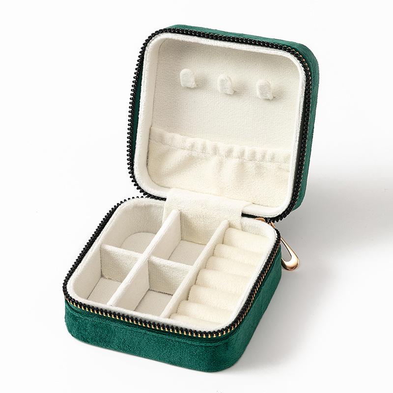 Compact Velvet Jewelry Travel Box for Rings, Earrings, and Necklaces