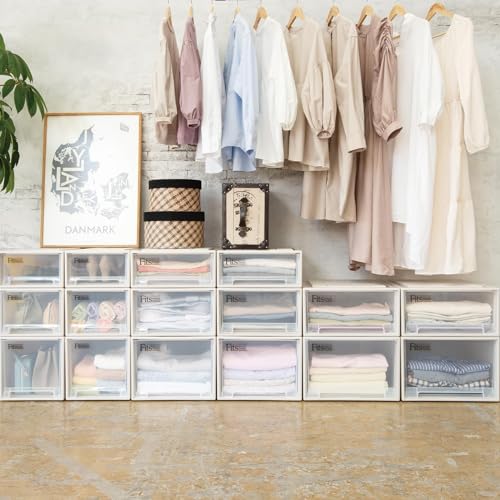 Tenma Fits Case Closet Storage Box, 39cm Wide x 53cm Deep x 23cm High, Sagging-Resistant Storage Case, Made in Japan, Cappuccino Color, Size M-53