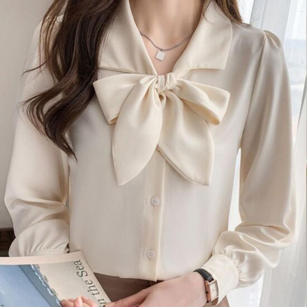 Navava Women S Ribbon Collar Long Sleeve blouSe Nb3123