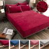 Winter Warm Coral Fleece Fitted Sheet Elastic Mattress Cover Couple Thick Bed Linens Luxury Double Bed King Size 150x200