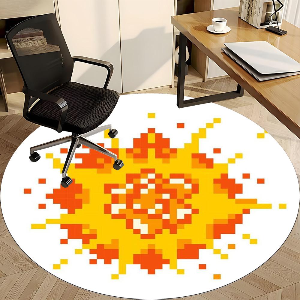 1pc Pixel Sun Carpet for Office Non-Slip, Round Carpet, Soft & Comfortable, Carpet for Office, Round Floor Mat yy251225141