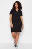 Women's Style Plus Size Black Polo Neck Knitted Dress