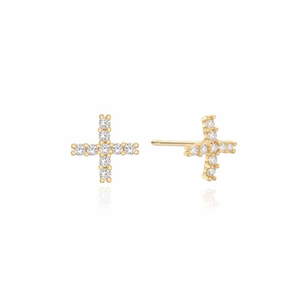 LLOYD Cross Stone Setting 14k Earrings LPFN2233G