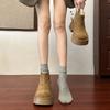 Ботильоны на квадратном каблуке, зимние женские туфли с круглым носком, распродажа 2024 года, высококачественные женские ботинки на высоком каблуке с сплошным шитьем