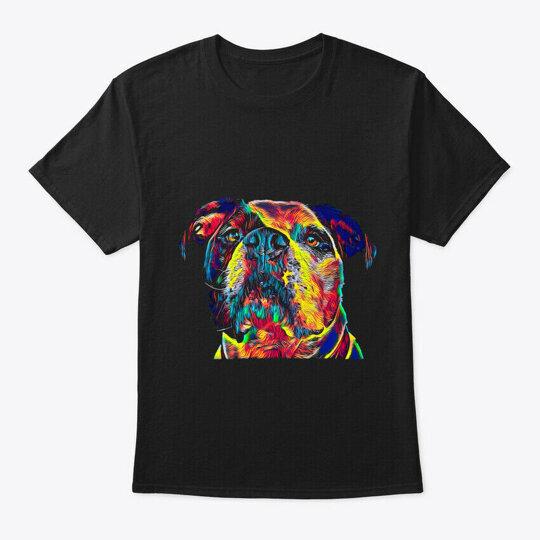 Colorful Art American Bulldog T T-Shirt Made in the USA Size S to 5XL Unisex T-Shirt