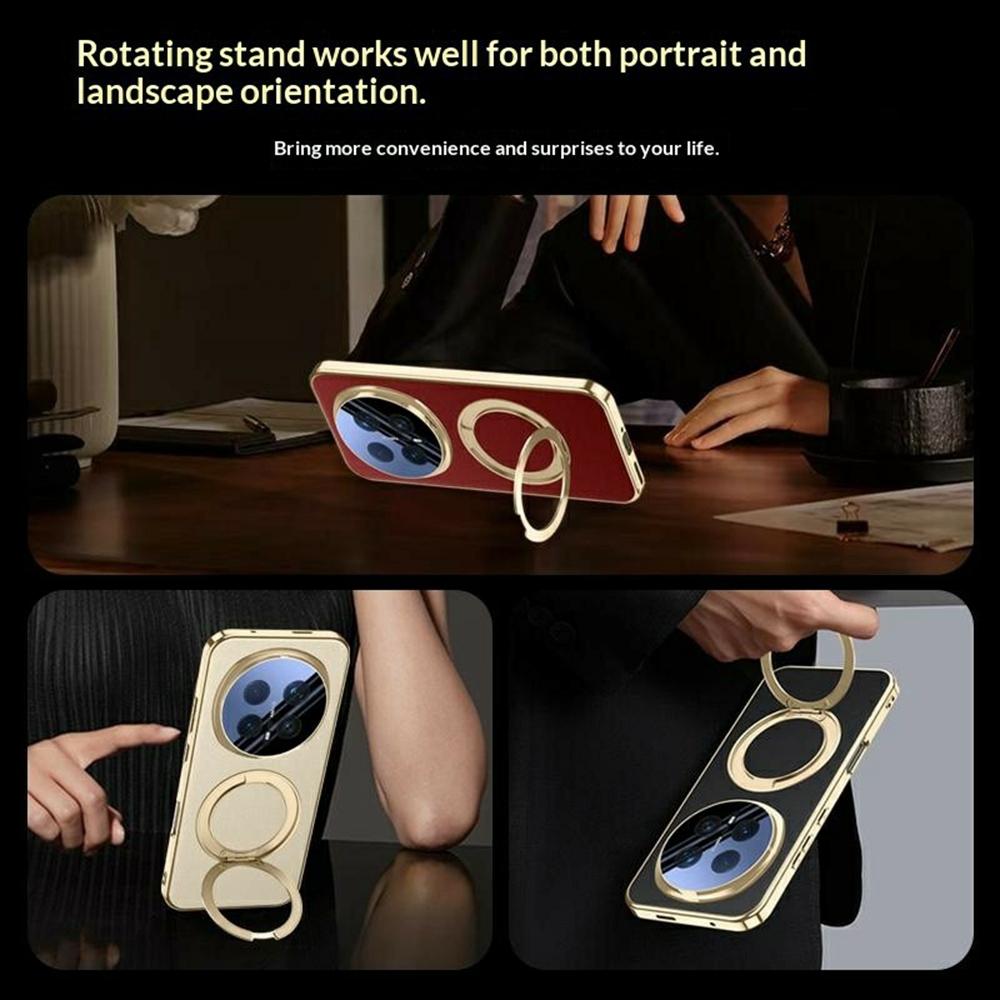 Чехол для Honor Magic8 Pro 5G Магнитная вращающаяся подставка Кожа + ПК + Акриловая крышка для телефона с закаленным стеклом для заднего экрана