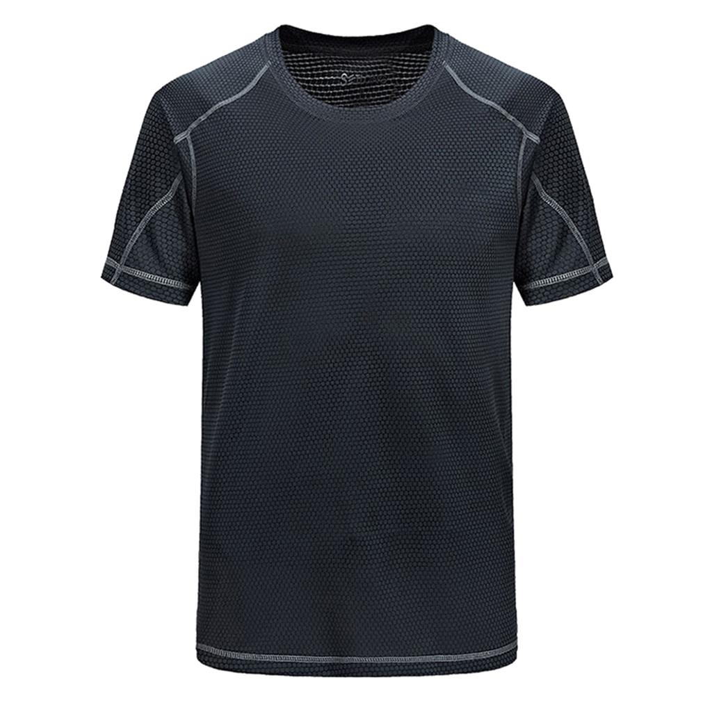 Men Summer Shirts Short Sleeve Tops Quick Dry Solid Color Athletic Sports Tops Plus Size
