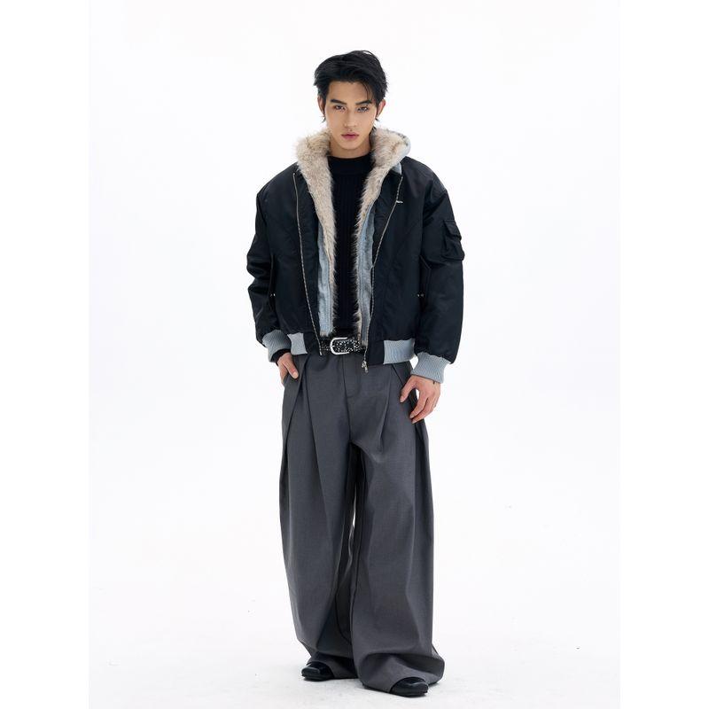 Kisko Winter American-Style Faux Two-Piece Patchwork Cotton Coat for Men and Women, High-End Quilted Warm Hooded Jacket