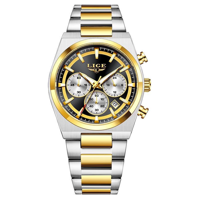 LIGE Luxury Men Watch Waterproof Luminous Fashion Business Watch Moon Phase Men's Quartz Watch Relogio Masculino Reloj de hombre