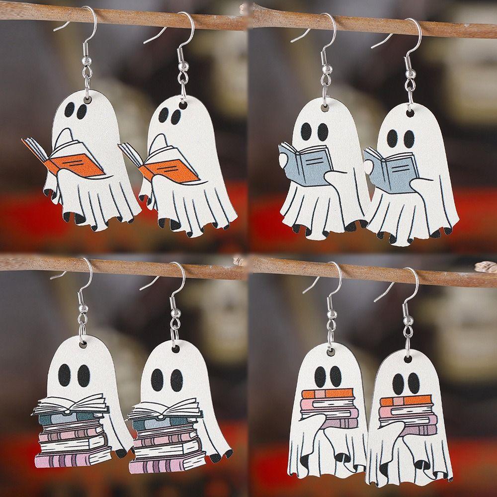 Gothic Halloween Earrings Double-Sided Halloween Gift for Book Lovers Cute Fun Eardrops for Women