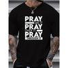 Мужская футболка с принтом 'Pray Graphic', 100% хлопок, Повседневная удобная футболка с круглым вырезом и коротким рукавом для летнего отдыха на природе, Мужская одежда