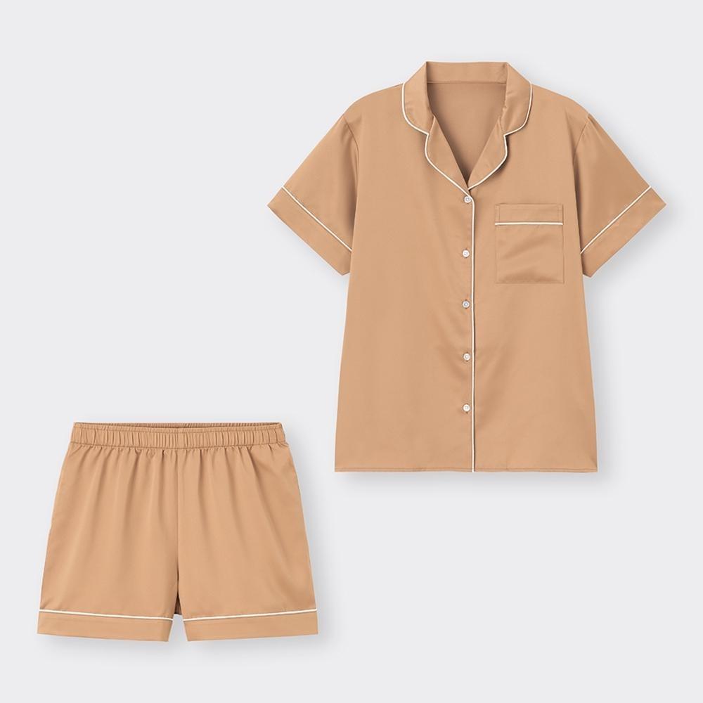GU by Uniqlo Атласная пижама с короткими рукавами и шортами 