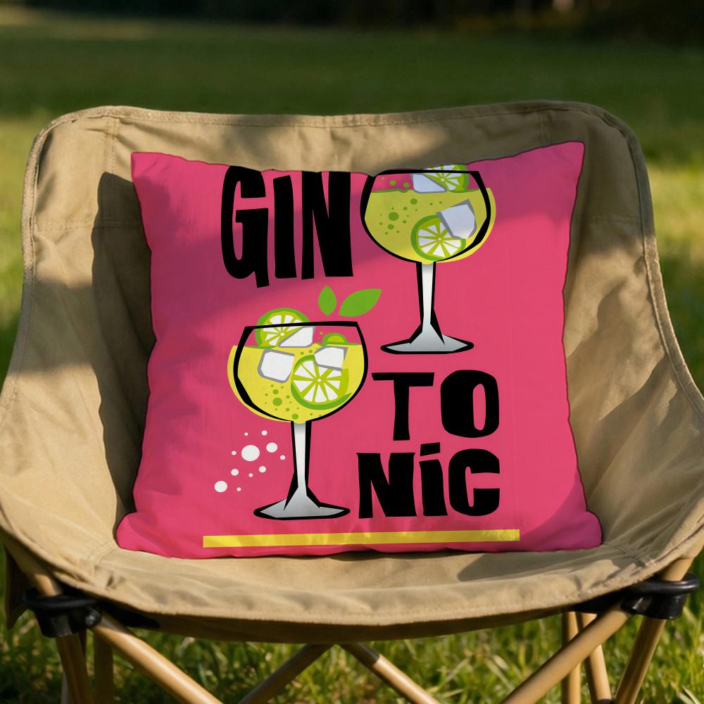 Gin Tonic Cocktail Print Cushion Cover Soft Reversible Durable Pillow Cover MultiScene Use for Home Car Daily Comfort