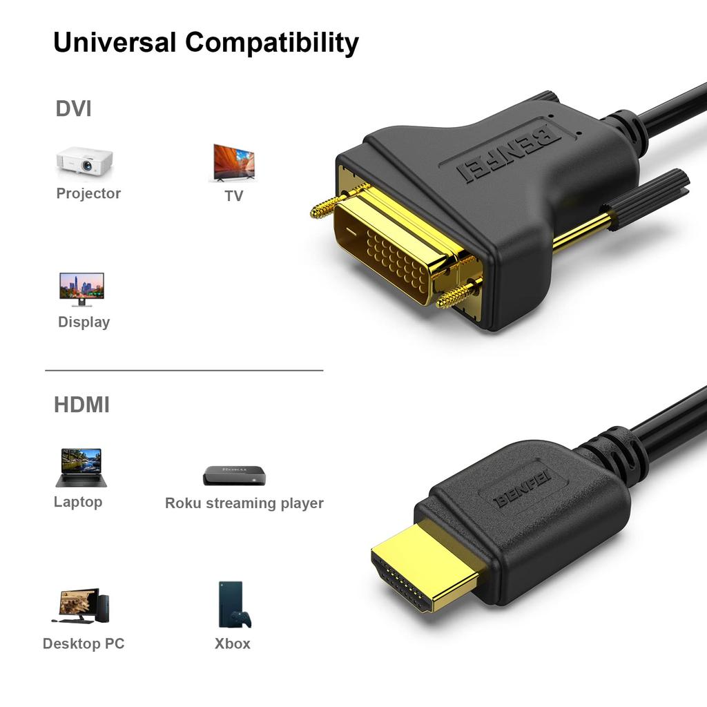 Кабель BENFEI HDMI-HDMI-DVI двунаправленный штекер-штекер HDMI высокоскоростной адаптерный кабель с поддержкой 1080P Full HD Raspberry Xbox PS4 видеокарта DVI,