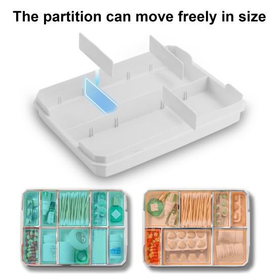 Кейс для хранения лекарств Пустой ящик с регулируемыми отделениями, многоуровневый, запирающаяся крышка, органайзер для аптечки и семейных лекарств