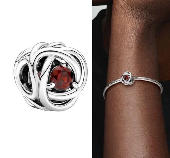 Медные twelve month birthstone сердце вечность шармы бусины кулон подходят к оригинальному браслету для женщин тонкие ювелирные изделия