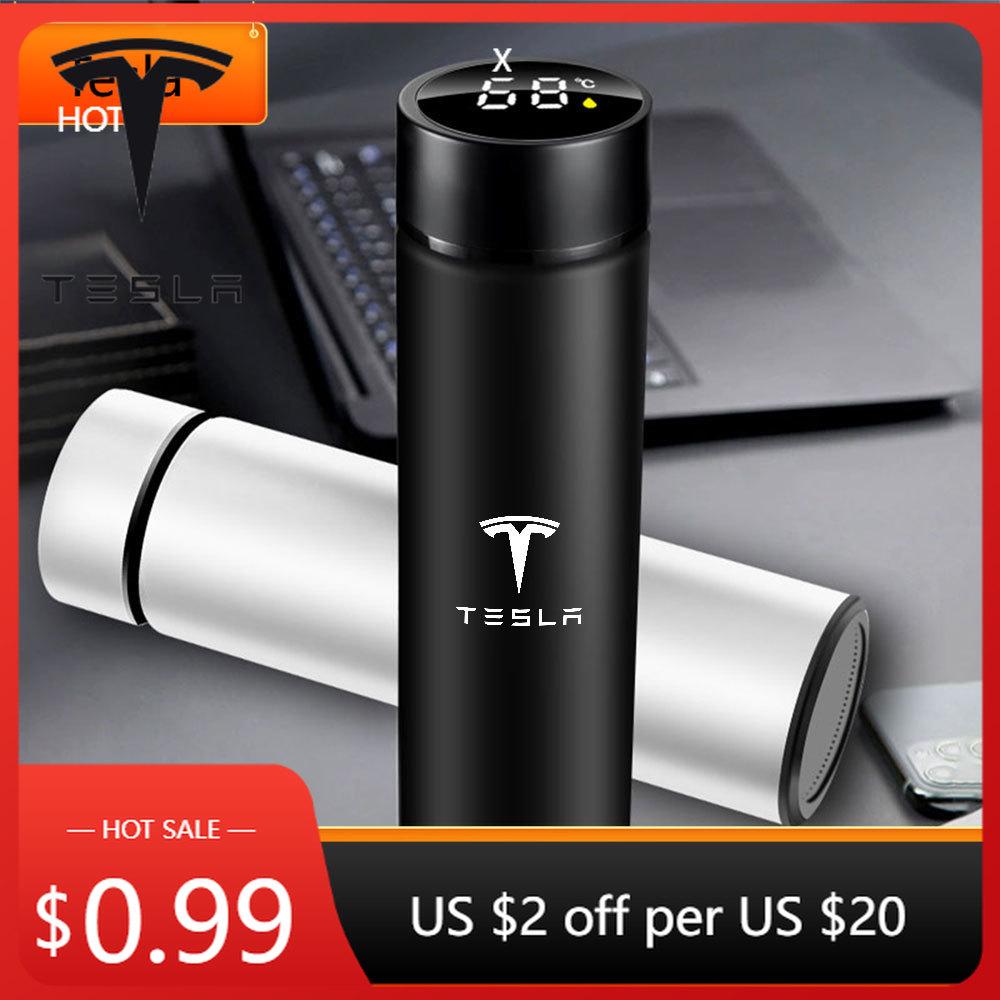 Car Sticker Tesla Commercial Stainless Steel Temperature Control Intelligent Insulated Cup For Tesla Model 3 Y S X Roadster Jugu