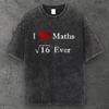 Unisex I Love Maths Oversized T Shirt Washed Black Y2K Streetwear S-3XL