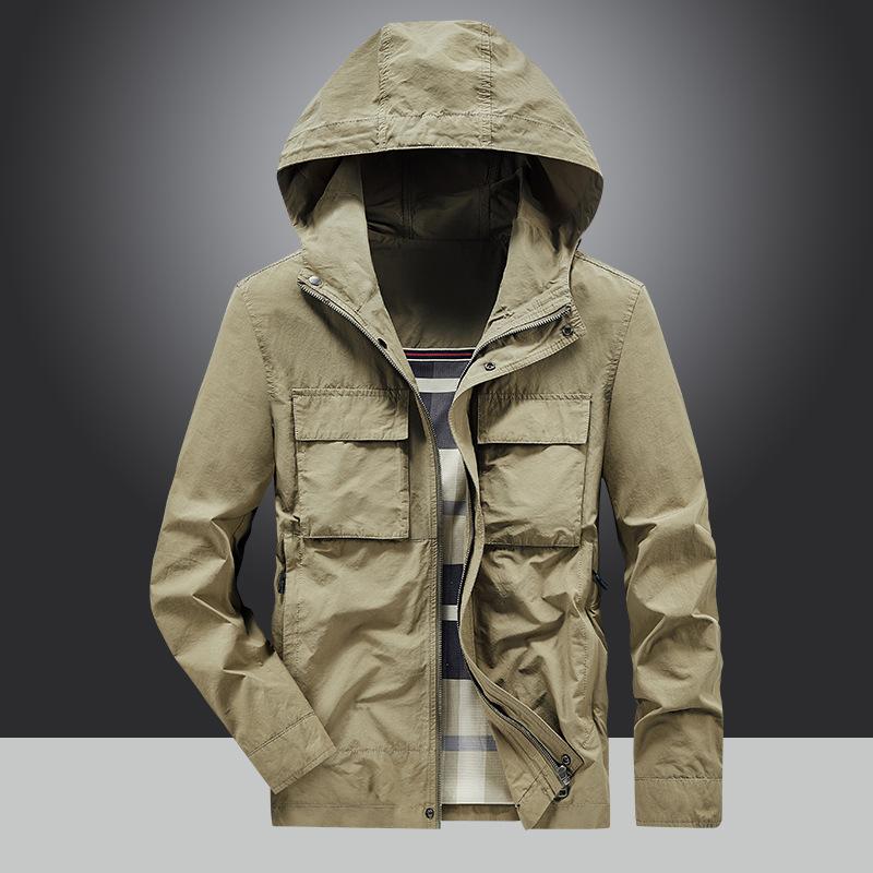 New Men's Autumn and Winter Jacket Men's Youth Casual Loose Jacket Outdoor Sports Waterproof Hooded Jacket