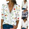 Ladies V Neck Casual Short Sleeve Casual Comfortable Loose Lace Print T-Shirt Top