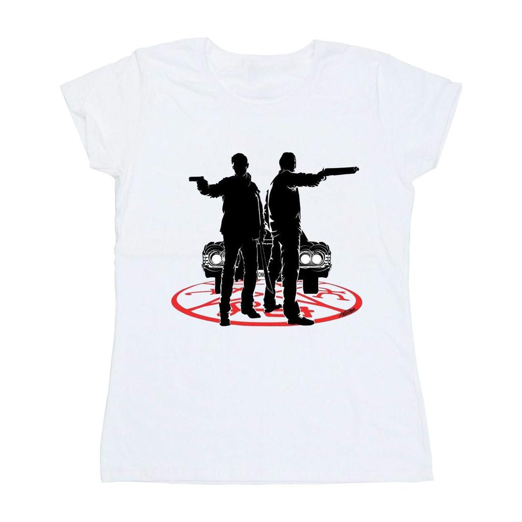 Supernatural Womens/Ladies Sam And Dean Silhouette Cotton T-Shirt