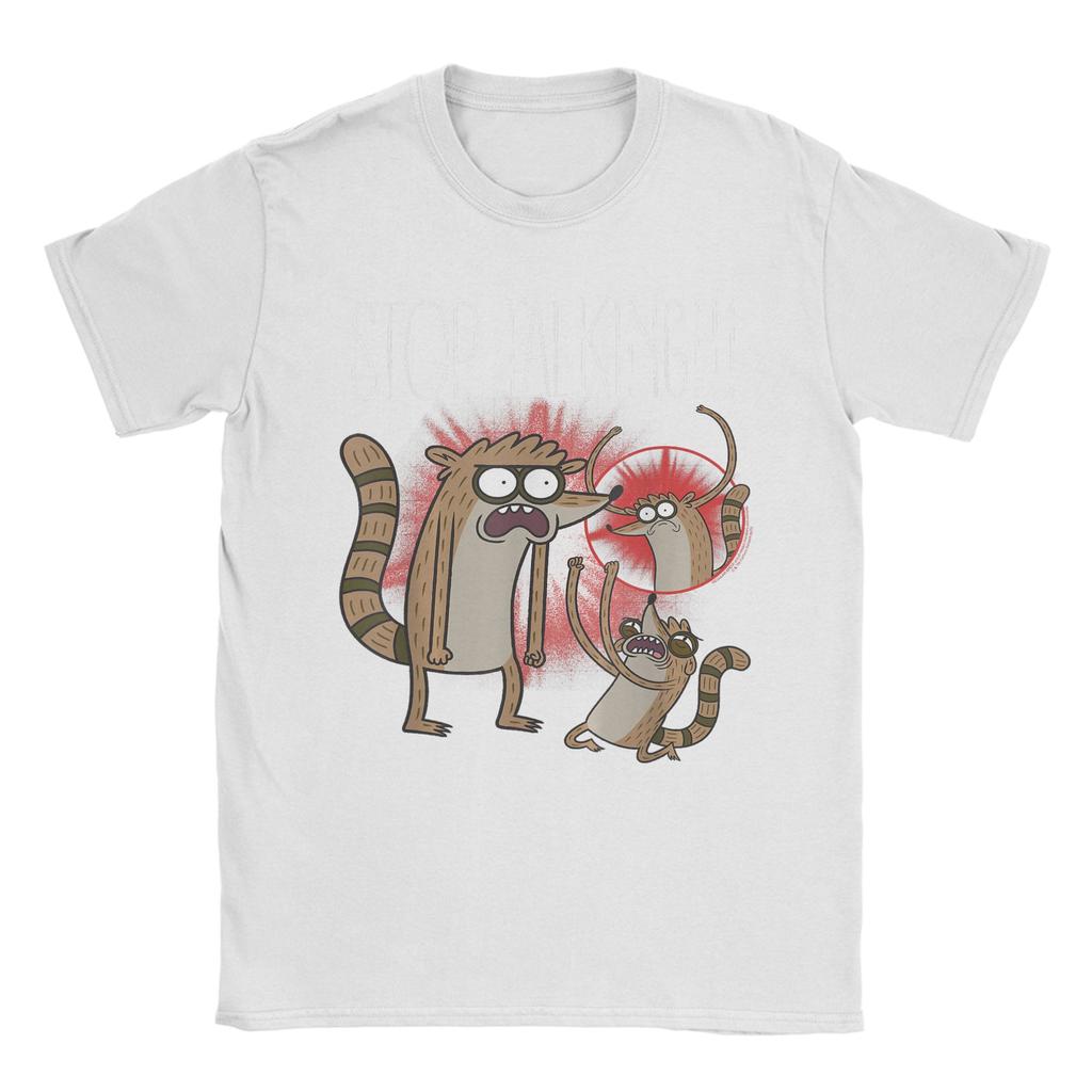 Regular Show Rigby Stop Talking Men T Shirts Hipster Tees Short Sleeve Round Collar TShirt Cotton Graphic Tops