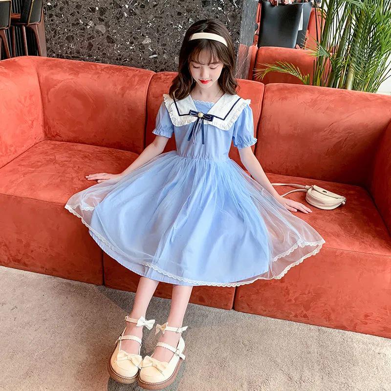 Стильное корейское сетчатое платье принцессы для 13-летних девочек - летнее миди