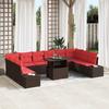 Garden Sofa Set 11 Pieces Brown Poly Rattan