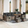 10-Piece Garden Sofa Set with Cushions In Grey Poly Rattan 3361733