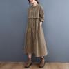 Korean Version of Wooden Ear Lace Plaid Dress Plus-size Women's Casual Dress