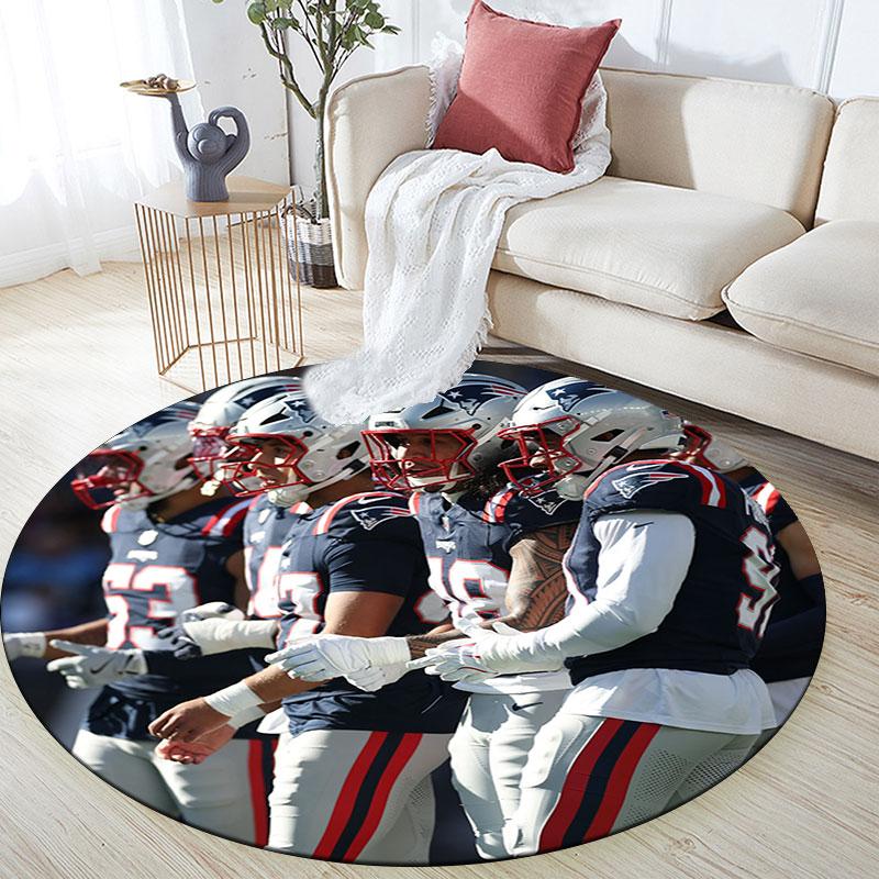 Patriots Players pattern round rug,Carpet Rug for Living Room Bedroom Playroom ,Non-slip Floor Mat,Holiday Gifts and Birthday Gifts.