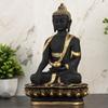 Buddha Statue Showpiece Idol Home Decor Items for Living Room and Gifts (Golden Black)