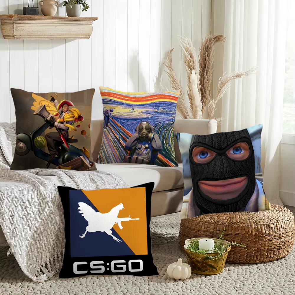 Famous Game CCS GO Meme Cushion Cover Soft Plush Pillow Cover DoubleSided Printed Sofa Cushion Summer Home Decor Gift