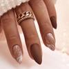 Smudge Fake Nails Wear Nail Almond Shape Almond Nail Line Nail Art Piece Frosted Nail Piece 24 Pieces