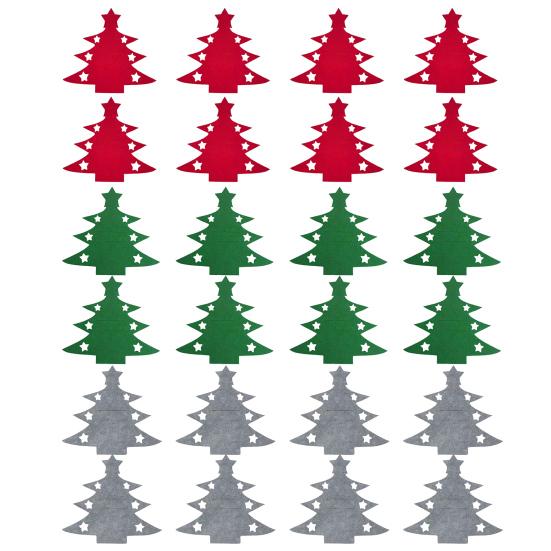 Рождественский чехол-подставка для столовых приборов в форме елки/сердца, кармашки-держатели для ножей, вилок, столовой посуды из фетра, чехлы для столовых приборов для новогодней вечеринки, украшение обеденного стола